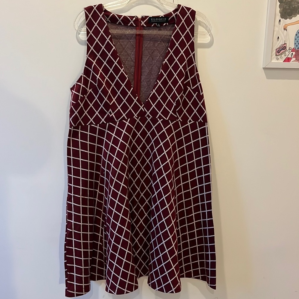 Eloquii v neck a line fall back to school plus dress 14 fits up to 18 maroon